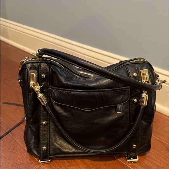 Rebecca Minkoff Cupid Satchel black leather Gold Accents soft excellent cond - Picture 6 of 9
